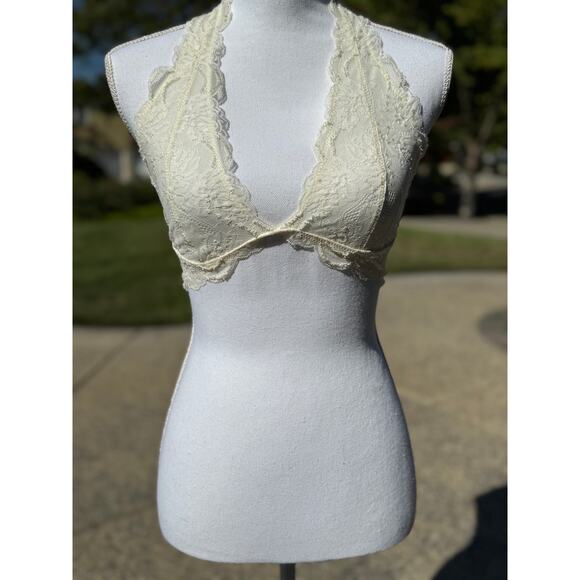 MSRP $74 POL Bralette Overlay Top & Free People Dance Lace Halter Bra Size S/M - Picture 2 of 8